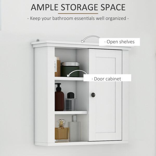 HkAa091887b0d3ebb.jpg Bathroom Wall Cabinet, Wall Mounted Medicine Cabinet with 3 Open Shelves and Storage Cupboard for Laundry Room, White