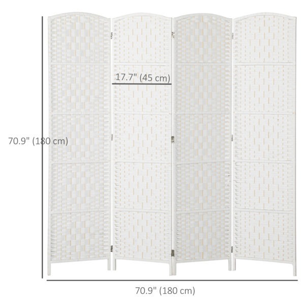 6ft Folding Room Divider, 4 Panel Wall Partition with Wooden Frame for Bedroom, Home Office, Natural