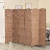 6ft Folding Room Divider, 6 Panel Wall Partition with Wooden Frame for Bedroom, Home Office, Natural