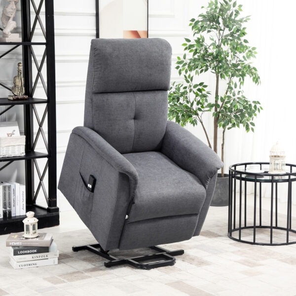 Power Lift Chair Electric Recliner Sofa for Elderly with Remote Control & Side Pocket for Living Room, Grey