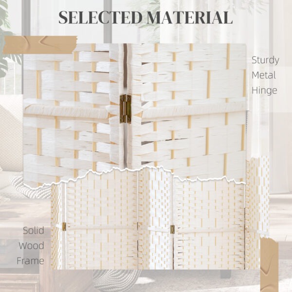 8 Panel Folding Room Divider, Portable Privacy Screen, Wave Fiber Room Partition for Home Office, White