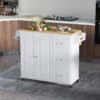 Kitchen Island on Wheels, Kitchen Cart with Drop Leaf, Drawers, White