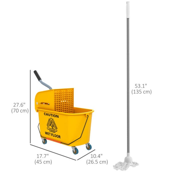 J5515719b9e08defe.jpg Mop Bucket with Wringer on Wheels for Floor Cleaning, 21 Quart Side Press Wringer with Handle and Mop, Yellow