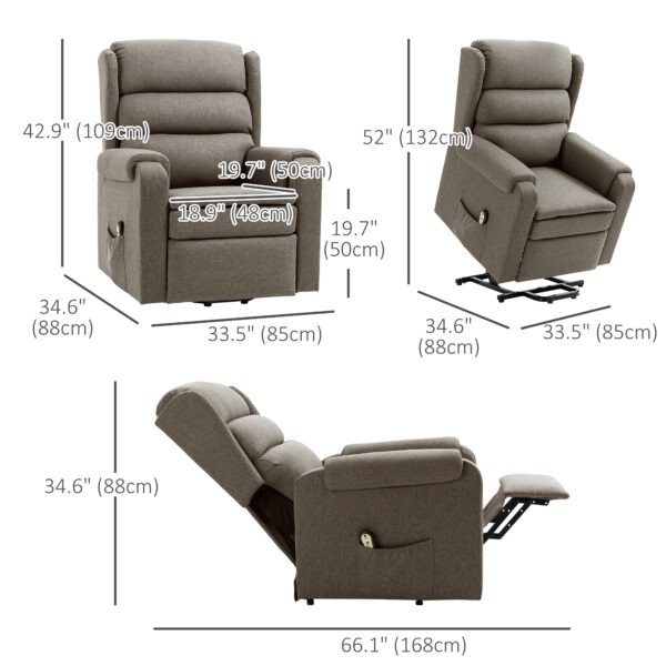 Lift Chair for Elderly, Power Chair Recliner with Footrest, Remote Control, Side Pockets for Living Room, Brown