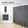 6 Panel Room Divider, 6 Ft Folding Privacy Screen, Portable Freestanding Partition Wall Divider, Charcoal Grey