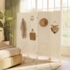 J8w60419c52979301.jpg 56.9" 4 Panel Wooden Room Divider with Pegboard Display, Folding Privacy Screen for Home Office, White