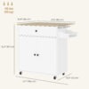 JEU30919bf8e71359.jpg Rolling Kitchen Island with Drop Leaf, Kitchen Storage Cart with Drawer, Spice Rack and Towel Rack, White