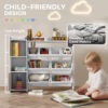 Qaba Kids Bookshelf and Toy Storage Organizer, Children Bookcase with 8 Removable Bins, Cabinet for Playroom, Kids Room, Nursery, White