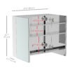 Wall Mounted Mirror Cabinet, Bathroom Medicine Cabinet with Mirror, 2 Doors and 3-tier Shelving, Silver