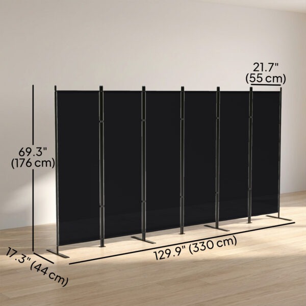 6 Panel Room Divider, 6 Ft Folding Privacy Screen, Portable Freestanding Partition Wall Divider, Black