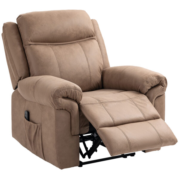 Manual Recliner Chair with Vibration Massage, Side Pockets, Microfibre Reclining Chair Nursing Chair for Living Room, Brown