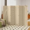 Woven Bamboo Room Divider, 6 Panel Folding Indoor Privacy Screens for Home Office, Natural Wood