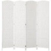 6ft Folding Room Divider, 4 Panel Wall Partition with Wooden Frame for Bedroom, Home Office, Natural
