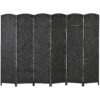5.6 Ft Tall Folding Room Divider, 6-panel Portable Privacy Screen, Hand-Woven Partition Wall Divider, Black