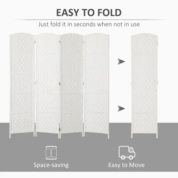 KLGbe019c4c968059.jpg 6ft Folding Room Divider, 4 Panel Wall Partition with Wooden Frame for Bedroom, Home Office, Natural