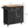 Rolling Kitchen Island, Kitchen Cart on Wheels with 2 Storage Drawers, 2 Door Cabinets and Towel Rack for Dining Room (Black, 2-Doors)