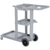 Janitorial Cart with 3 Shelves, Cleaning Cart on Wheels with Rubbish Bag and Mop Holders for Hotel, Housekeeping, Grey