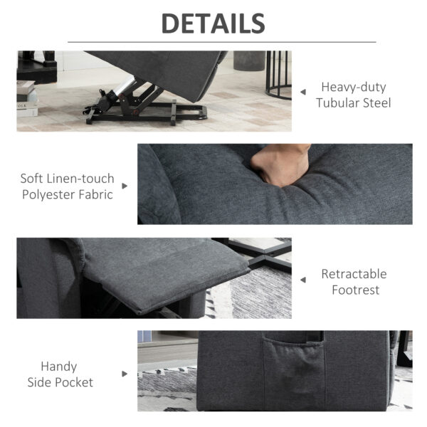 Power Lift Chair Electric Recliner Sofa for Elderly with Remote Control & Side Pocket for Living Room, Grey