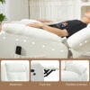 8-Point Vibration Massage Recliner Chair with Comfor Padding, Remote Control, Side Pockets, Swivel Nursery Rocking Chair, Cream White