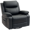 PU Leather Reclining Chair with Vibration Massage Recliner, Swivel Base, Rocking Function, Remote Control, Black
