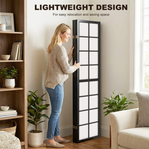 6 Panel Room Divider, 5.6 ft Folding Wall Divider Room Partition for Home Office, Bedroom, Living Room, Black