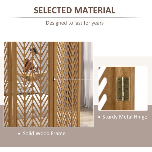 4 Panel Room Divider, 5.6ft Tall Wood Folding Privacy Screens, Freestanding Partition Wall Dividers, Light Brown