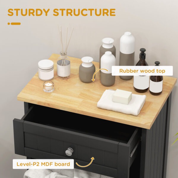 MTP0cd19491e479da.jpg Kitchen Tilt Out Trash Bin Cabinet, Free Standing Recycling Cabinet, Trash Can Holder with Drawer, Black