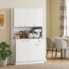 71" Modern Buffet with Hutch, Standing Kitchen Hutch with Storage Cabinets, Drawer, Open Space with Microwave Stand, White