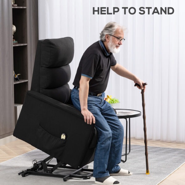 Lift Chair for Elderly, Power Chair Recliner with Remote Control, Side Pockets for Living Room, Black