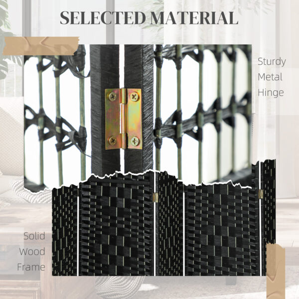 Moo25a19bbcb67613.jpg 8‑Panel Folding Room Divider | Portable Privacy Screen & Wave Fiber Partition – Black