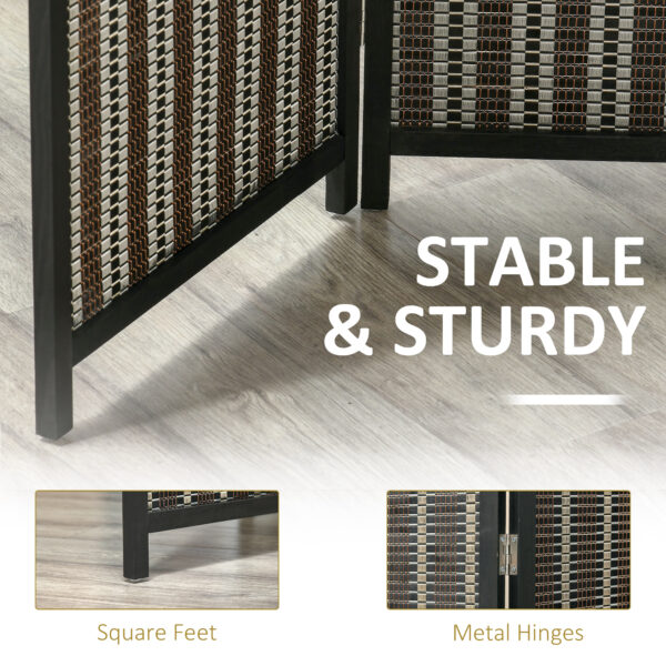 4 Panel Room Divider, 6 Ft Tall Indoor Portable Folding Privacy Screens, Bamboo Hand-Woven Freestanding Partition Wall Divider for Home Office, Brown