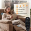 Massage Recliner Chair, Power Recliner with Quiet Brushless Motor, Remote, Pockets, 2 Memory Positions, Brown