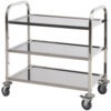 35.6" 3-Tier Kitchen Trolley Medical Treatment Laboratory Equipment Carts, Stainless Steel Rolling Kitchen Island, Wheeled Storage Utility Serving Cart, 330LBS Heavy Gauge