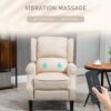 Massage Recliner Chair for Living Room, Push Back Recliner Sofa, Suede Wingback Reclining Chair with Extendable Footrest, Wood Legs, Remote Control, Side Pockets, Beige