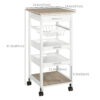 Rolling Kitchen Island Cart, Mobile Utility Storage Cart with Drawer, Wire Storage Basket, Removable Tray, White