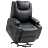 Power Lift Recliner Chair for Elderly, PU Leather Lift Chair with Footrest, Remote Control, Side Pockets and Cup Holders, Reclining Sofa for Living Room, Black