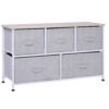Linen Drawer Cabinet Organizer Storage Dresser Tower with 5 Removable Drawer Metal Frame Adjustable Feet for Living Room, Kitchen, Bathroom, Grey