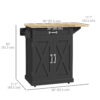 Foldable Kitchen Island with Storage Drawer, Farmhouse Rolling Utility Cart on Wheels with Drop-Leaf Wood Top, Black