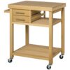 Bamboo Rolling Kitchen Island Trolley with Drawers & Shelves
