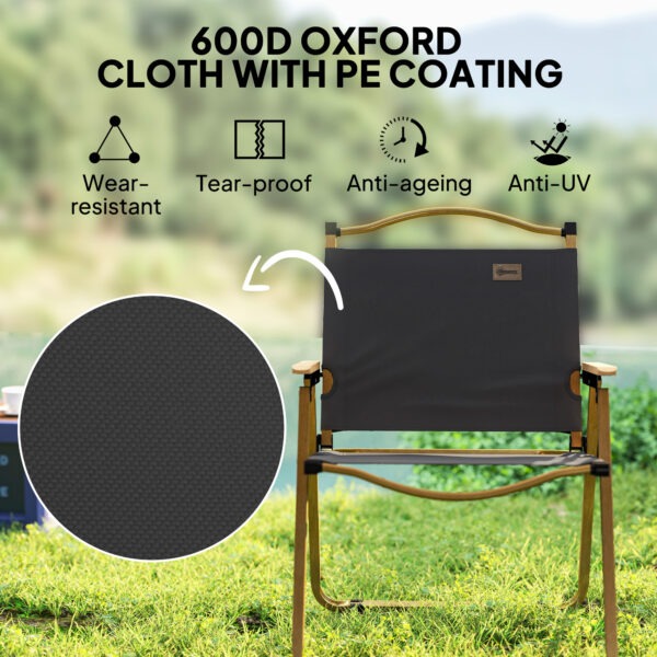 Camping Chair, Lightweight Folding Chair, Portable Armchair, Excellent for Festivals, Fishing, Dark Grey