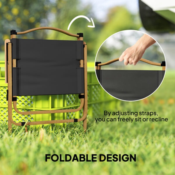 Camping Chair, Lightweight Folding Chair, Portable Armchair, Excellent for Festivals, Fishing, Dark Grey