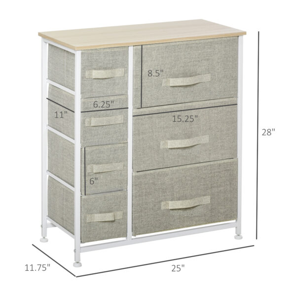 Dresser for Bedroom with 7 Drawers, Chest of Drawers with Metal Frame, Fabric Dresser for Living Room, Light Grey