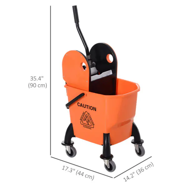 OFq69119bb73e9a52.jpg 6.9 Gal/26L Mop Bucket, Mop Bucket with Wringer, Wheels and Handle, Orange