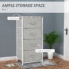 Linen Drawer Cabinet Organizer Storage Dresser Tower with 4 Removable Drawer Metal Frame Adjustable Feet for Living Room, Kitchen, Bathroom, White