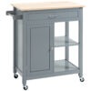 OKi98a1887c0d2a58.jpg Rolling Kitchen Cart with Wood Top and Drawer, Kitchen Island on Wheels for Dining Room, Grey