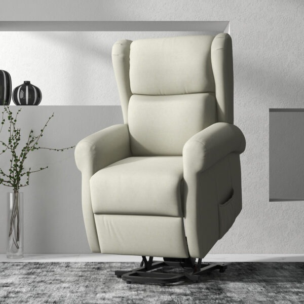 OLM106194949c3d25.jpg Wingback Lift Chair for Elderly, Power Chair Recliner with Footrest, Remote Control, Side Pockets, Cream White