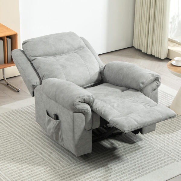 Manual Recliner Chair with Vibration Massage, Thick Foam Padding, Side Pockets for Living Room, Grey