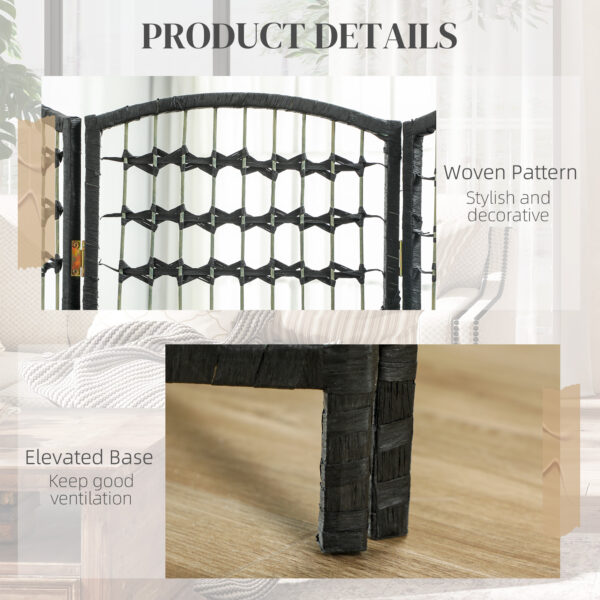 Oky89319bbcb67613.jpg 8‑Panel Folding Room Divider | Portable Privacy Screen & Wave Fiber Partition – Black