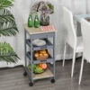 OuYee71949578711f.jpg Kitchen Island Rolling Trolley Utility Serving Cart with Drawer Grey