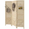 4.7' 3 Panel Wooden Room Divider with Pegboard Display, Folding Privacy Screen for Home Office, Natural
